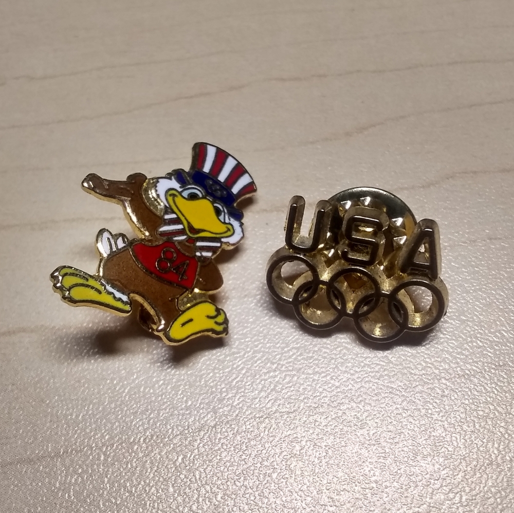 Vintage Olympic USA Gold Rings Lapel Pins